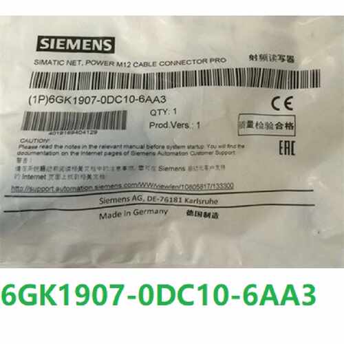 议价1P 6GK1907-0DC10-6AA3西门子M12电缆连接PRO 6GK19070DC106A