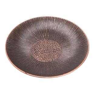 中式仿古铜小杯垫合金隔热茶杯托做旧茶碟功夫茶具配件带收纳架子