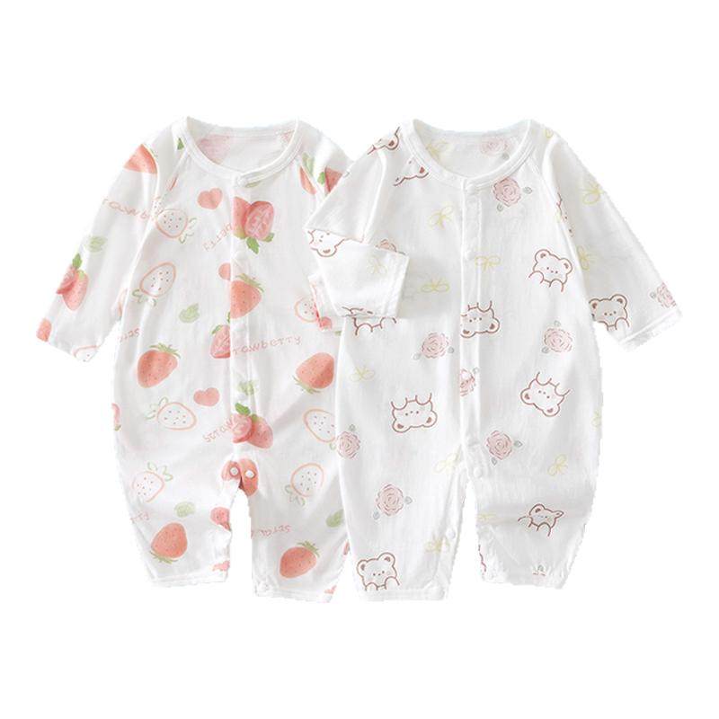 2件装婴儿衣服夏季薄款宝宝和尚服连体衣夏天睡衣长袖空调服夏装