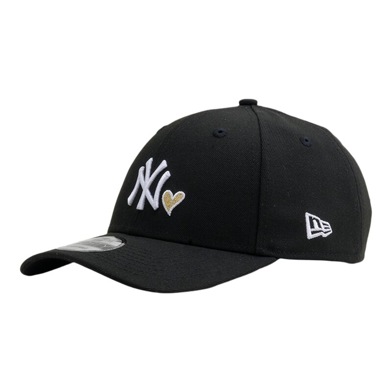 韩国代购NEWERA纽亦华帽子940硬顶大标NY金色爱心MLB棒球帽黑色