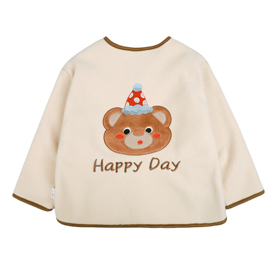 儿童摇粒绒外套男童冬装2025新款男孩衣服冬宝宝加绒上衣初冬童装