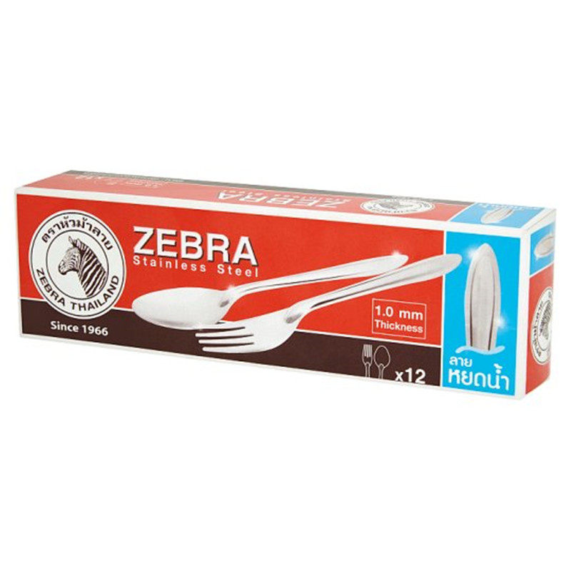 泰国直邮ZEBRA斑马牌不锈钢勺叉套装餐饮标配12对1毫米厚满百包邮