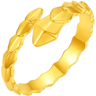 周六福5G足金计价黄金戒指金蛇盘绕向上舞蛇戒生肖蛇系列新年礼物