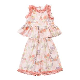 夏季女童韩版薄款阔腿裤套装中小宝宝可爱背心女孩时髦花朵休闲装