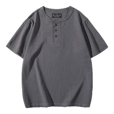 高端美式复古亨利领Polo衫男夏T