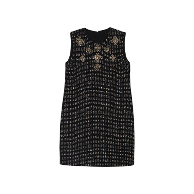 羊毛混纺重工镶钻轻商务高智裙