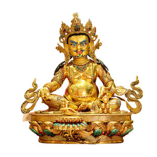 释迦族手工制作《黄财神》室内家用尼泊尔进口《五姓财神》铜像