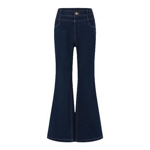 【deepmoss】潮流复古优雅女装时尚休闲高腰显瘦牛仔微喇牛仔裤