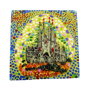 树脂西班牙巴塞罗那马赛克文创冰箱贴创意旅游纪念品磁吸贴工艺品