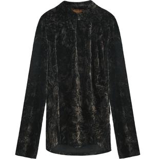 COCOBELLA新中式扎染丝绒衬衫女国风气质通勤立领长袖上衣TS7069