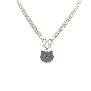 ins大热纯银刻字定制项链小熊情侣亲子女儿童宝宝生日男吊坠饰品