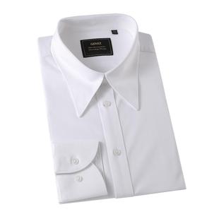 绅诚白色尖领长袖衬衫 男尖领竹纤维免烫高级感商务正装结婚衬衣