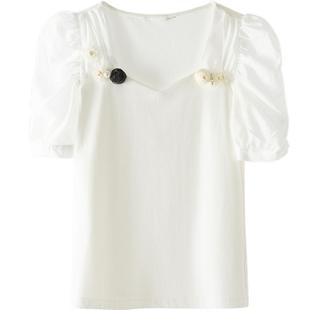 zklin温柔甜美钉珠雪纺衫仙女上衣超仙2025夏新款法式锁骨高级感