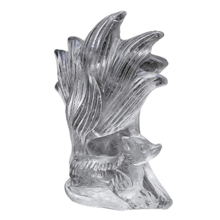 天然白水晶九尾狐狸雕刻件工艺品装饰手把件家居装饰高级工艺摆件