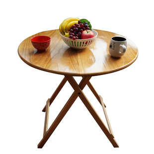 可折叠圆桌面实木折叠桌户外桌子方桌家用小户型折叠餐桌吃饭桌台