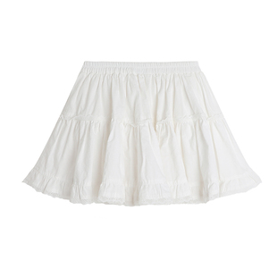 布丁哈鲁童装女童洋气裙子2026夏装儿童白色蕾丝花边短裙半身裙