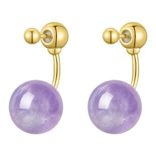 iSTONE/石头记紫水晶耳环耳饰简约气质耳坠天然白水晶纯银耳钉女