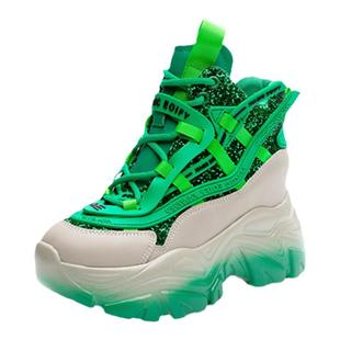 ZFCQ香港2025秋冬新款高帮内增高老爹鞋女真皮厚底超高跟加绒保暖