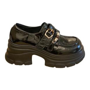 矮子乐英伦风小皮鞋女2025秋季新款厚底6cm单鞋复古一脚蹬乐福鞋