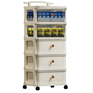 零食置物架落地可移动小推车家用抽屉式收纳柜多层客厅玩具储物柜