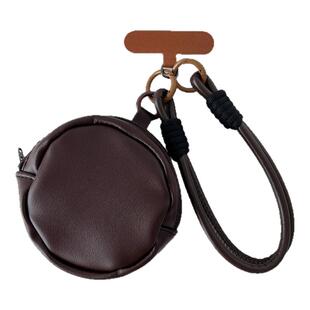 皮质的零钱包手腕挂绳通用手机壳包包挂件带小包可放钥匙扣耳机口红迷你收纳袋便携腕带手绳吊绳防丢卡包万能