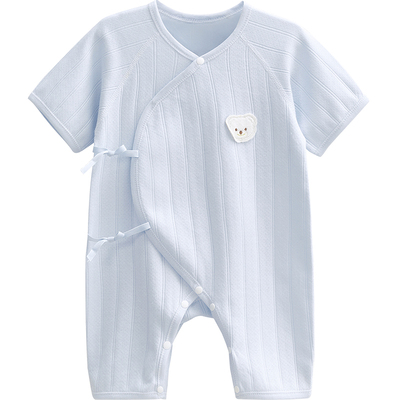 纯棉短袖宝宝系带连体衣