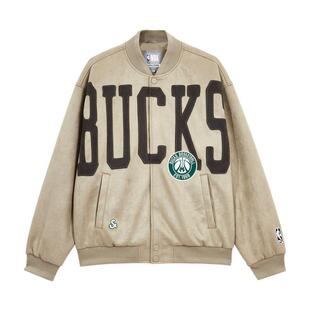 绫致杰克琼斯NBA联名雄鹿队男羽绒服冬季刺绣宽松棒球领上衣