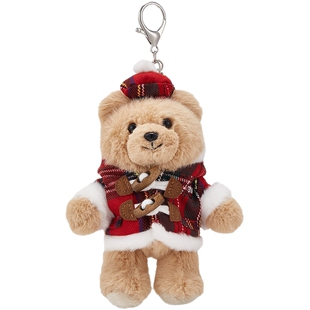 TEENIEWEENIE bearnova小熊女装格纹英伦复古牛角扣大衣玩偶挂件