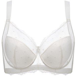 月色大胸显小内衣女胖mm收副乳聚拢上托防下垂大码超薄款夏季文胸