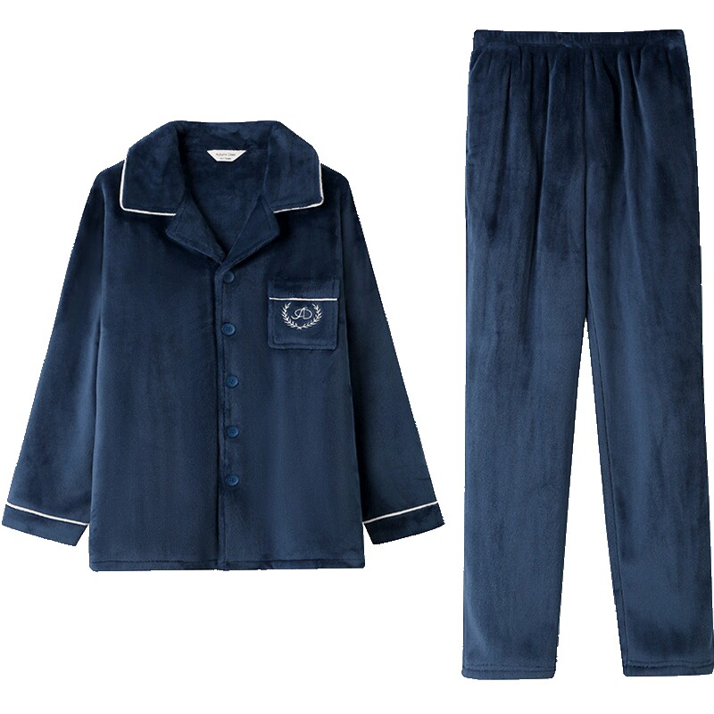 秋鹿【门店同款】法兰绒睡衣冬季女加厚加绒珊瑚绒开衫家居服秋