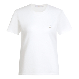 Navigare意大利小帆船2026夏季休闲女士白色圆领针织短袖T恤上衣