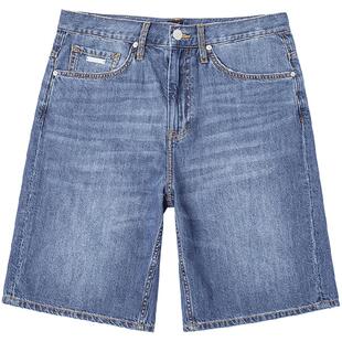 Lee凉凉裤25新品舒适直筒天丝中蓝色男牛仔短裤休闲潮流A08140