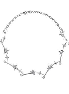 铜镀白金星星项链修饰颈部线条