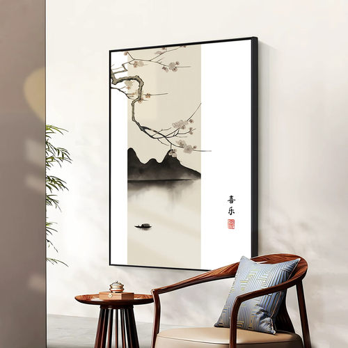 盈浩宋代美学挂画玄关竖版入户墙面壁画新中式禅意客厅民宿装饰画