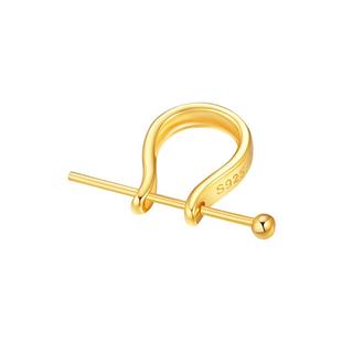 925纯银玉石吊坠扣头翡翠佛玉坠夹扣镀18k金万扣能项链配件连接扣