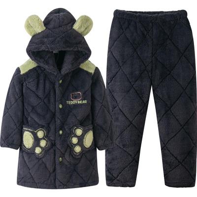 噜噜牛冬季儿童珊瑚绒夹棉家居服