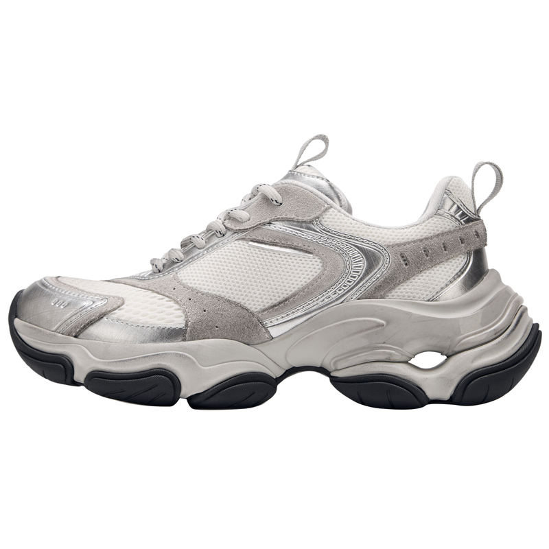 NOOWA银色厚底老爹鞋女2025新款时尚透气百搭增高舒适轻便休闲鞋