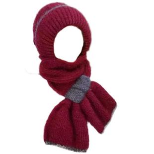 加绒针织风雪帽冬天保暖护颈妈妈洋气护耳包头帽帽子围巾一体帽女