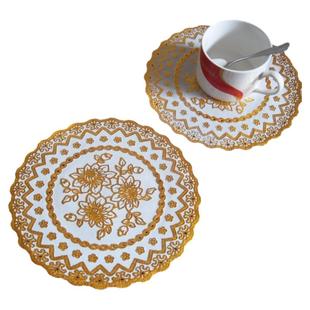 特价 烫金荷花30圆PVC防滑垫杯 垫烟缸垫 水晶花瓶垫 玻璃盘餐垫