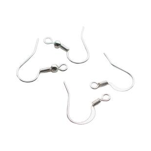 银色保色加厚铜包银 扁耳钩/带珠耳钩耳环勾diy饰品手工配件 50个