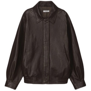 24春新品现货MONOHA  正品韩国代购小羊皮复古皮革外套女皮衣上衣