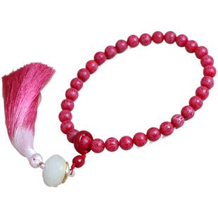 天然菩提根手持手串六字箴言真言跑环流苏宝莲灯香炉款文玩念珠