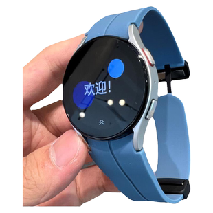 适用三星watch5表带watch5pro手表active2磁吸watch4原装watch6classic硅胶watch7ultra折叠扣gear s3錶帶