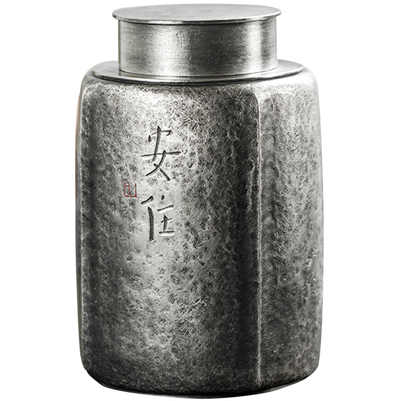 斑锡龙纯锡复古一修手作茶叶罐