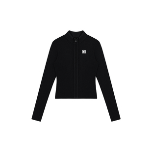 CALLED BACK黑色短外套女2025秋季新款百搭立领修身针织开衫上衣