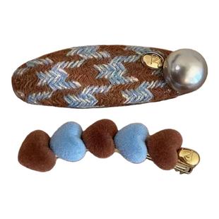 爱心撞色发夹边夹女高级感刘海侧边夹发卡秋冬过渡期头饰碎发夹子