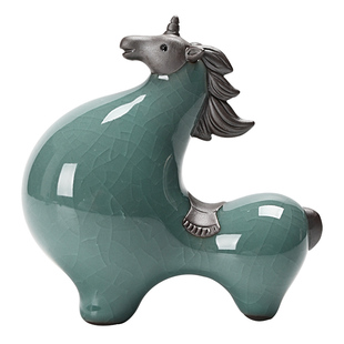 陶瓷唐马摆件小号招财客厅玄关酒柜桌面装饰品办公桌生肖马摆设