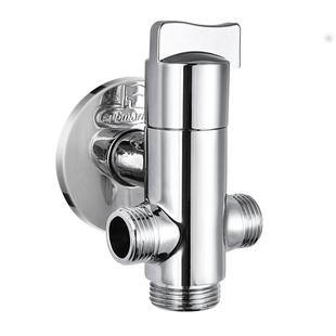 潜水艇一进三出角阀铜四通分水器冷热水阀门带开关分水阀一分三