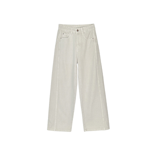 版型翘楚!~巨显瘦弯刀牛仔裤女2025秋冬加绒白色宽松阔腿拖地裤