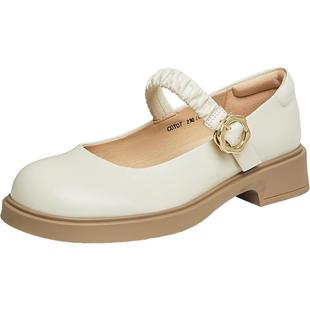 天美意玛丽珍皮鞋浅口单鞋女平底鞋子秋新款COY07AQ4